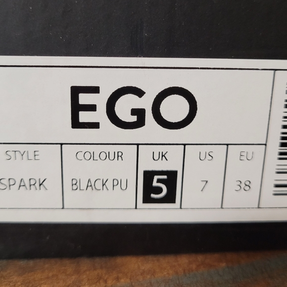 EGO SPARK BLACK HEELS WITH CLEAR PLASTIC STRAPS AND JEWELED BOW NARROW SIZE 7US - Picture 4 of 4